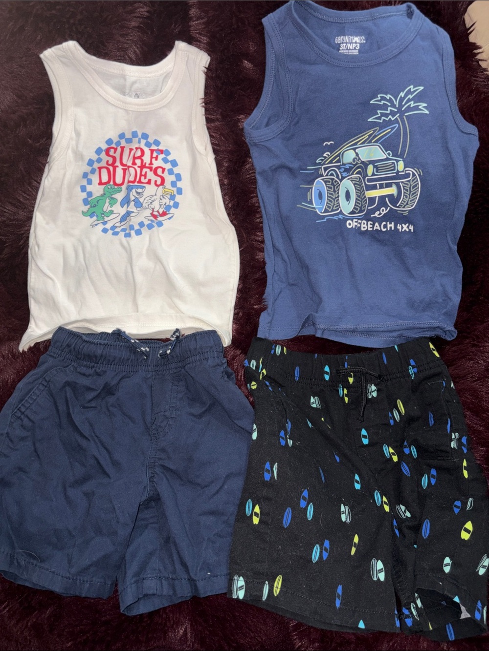 Garanimals White 'Surf Dudes' & Blue 'Off Beach' Tank Set 3T